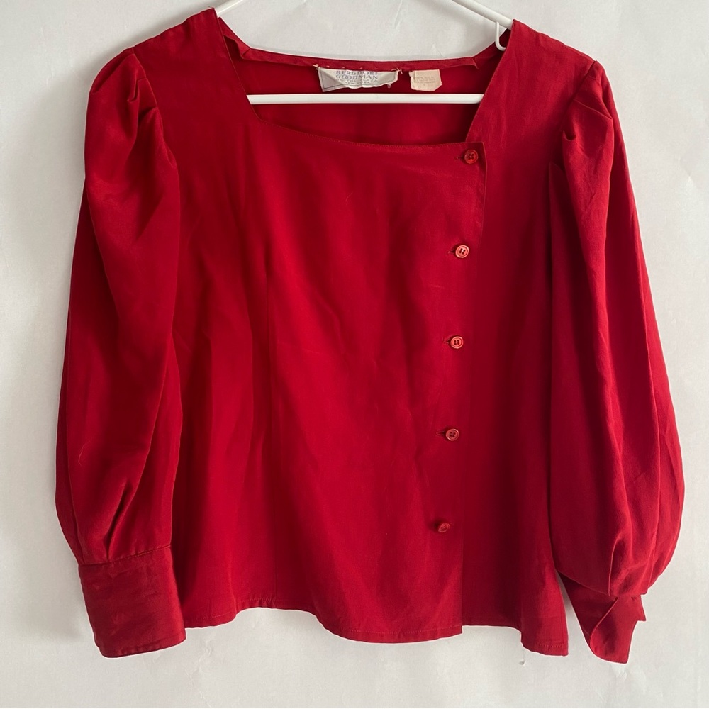 Vintage Bergdorf Goodman red blouse 100% Silk